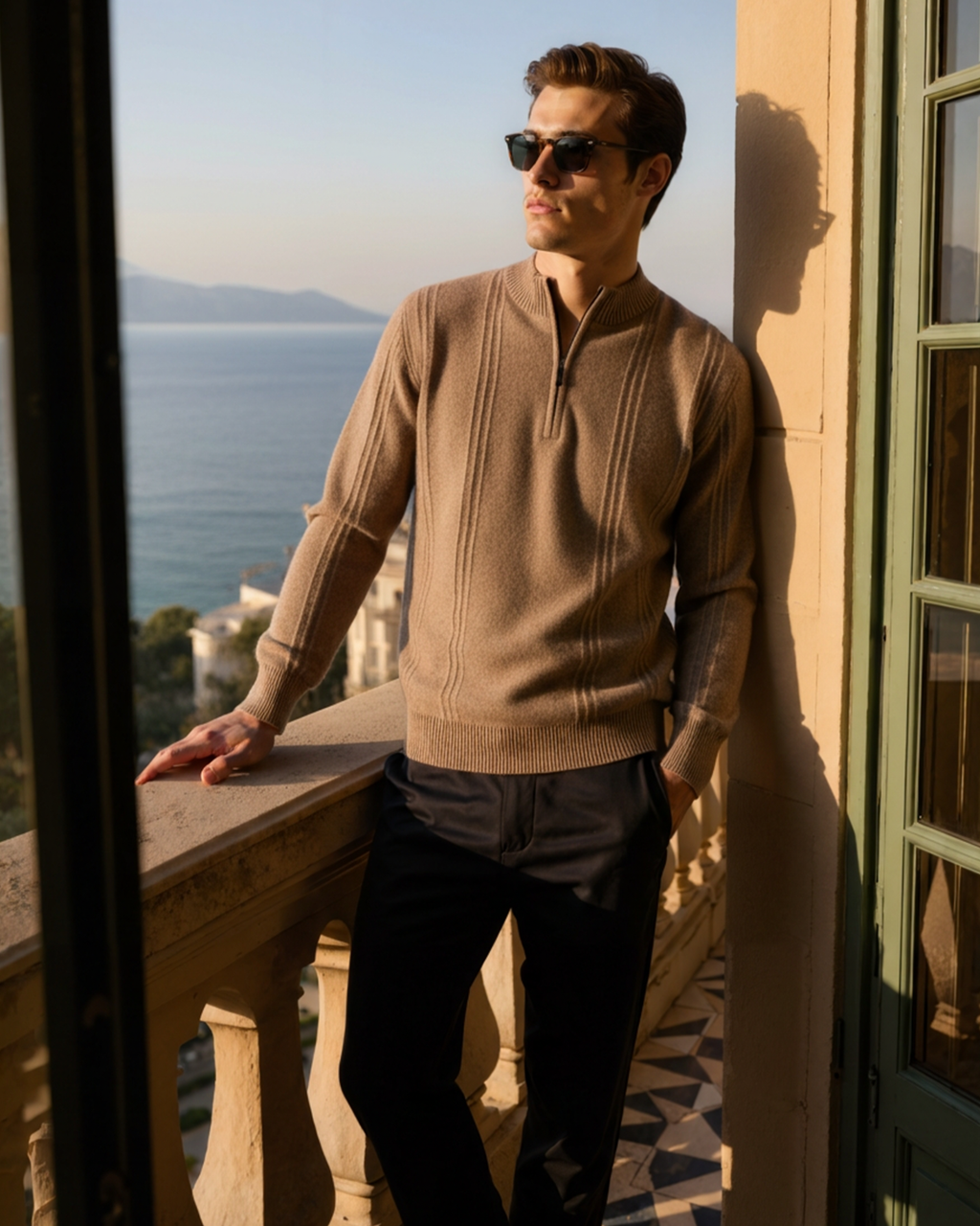 Pure Cashmere Ribbed Half-Zip Sweater