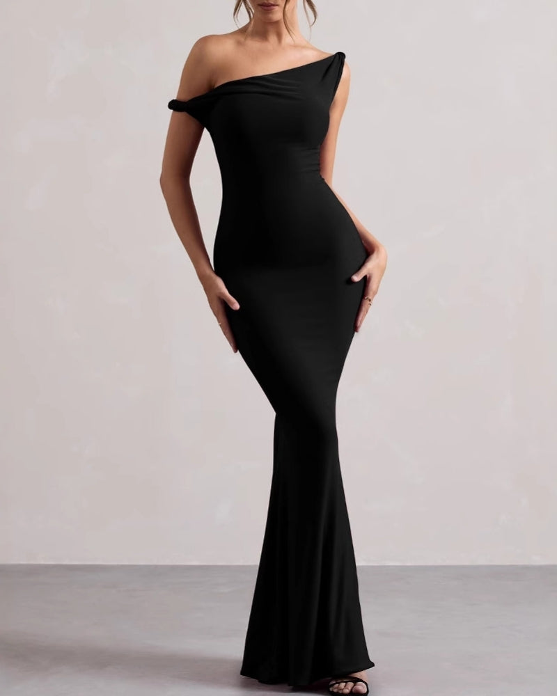 Asymmetrical Bodycon Maxi Dress