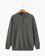 Pure Cashmere Ribbed Half-Zip Sweater