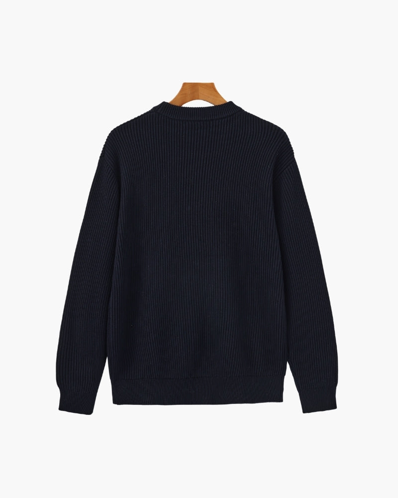 Textured Ribbed Crew Neck Sweater