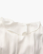 Ruffled Midi Dress with Pearl Buttons