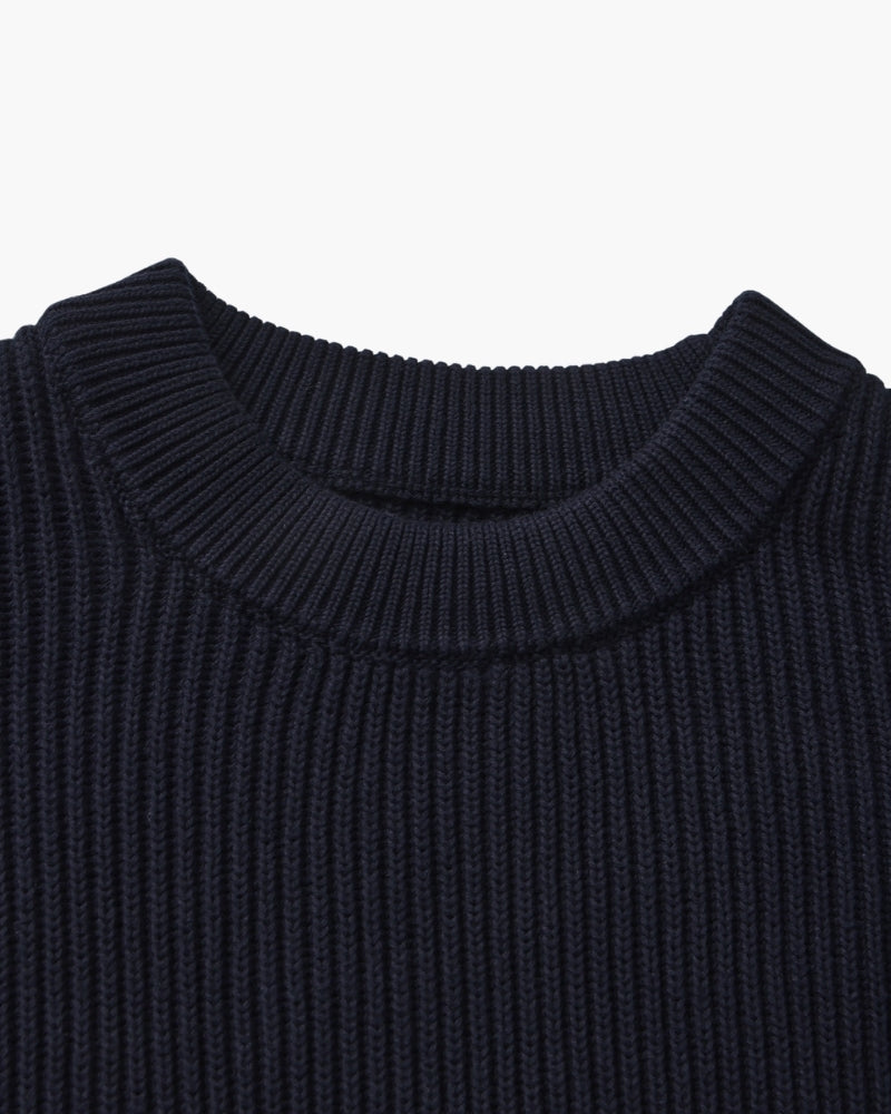 Textured Ribbed Crew Neck Sweater