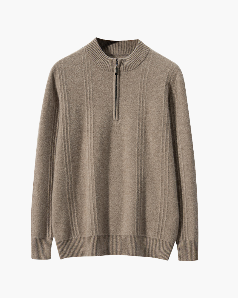 Pure Cashmere Ribbed Half-Zip Sweater