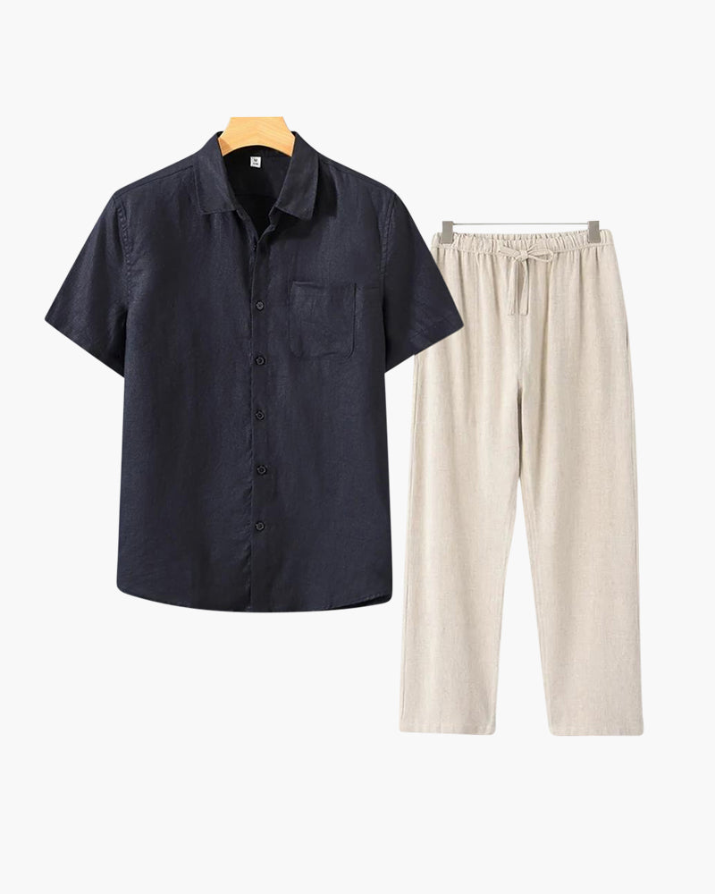 Linen Short Sleeve Combo Set