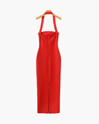 Elegant Halter Neck Fitted Maxi Dress