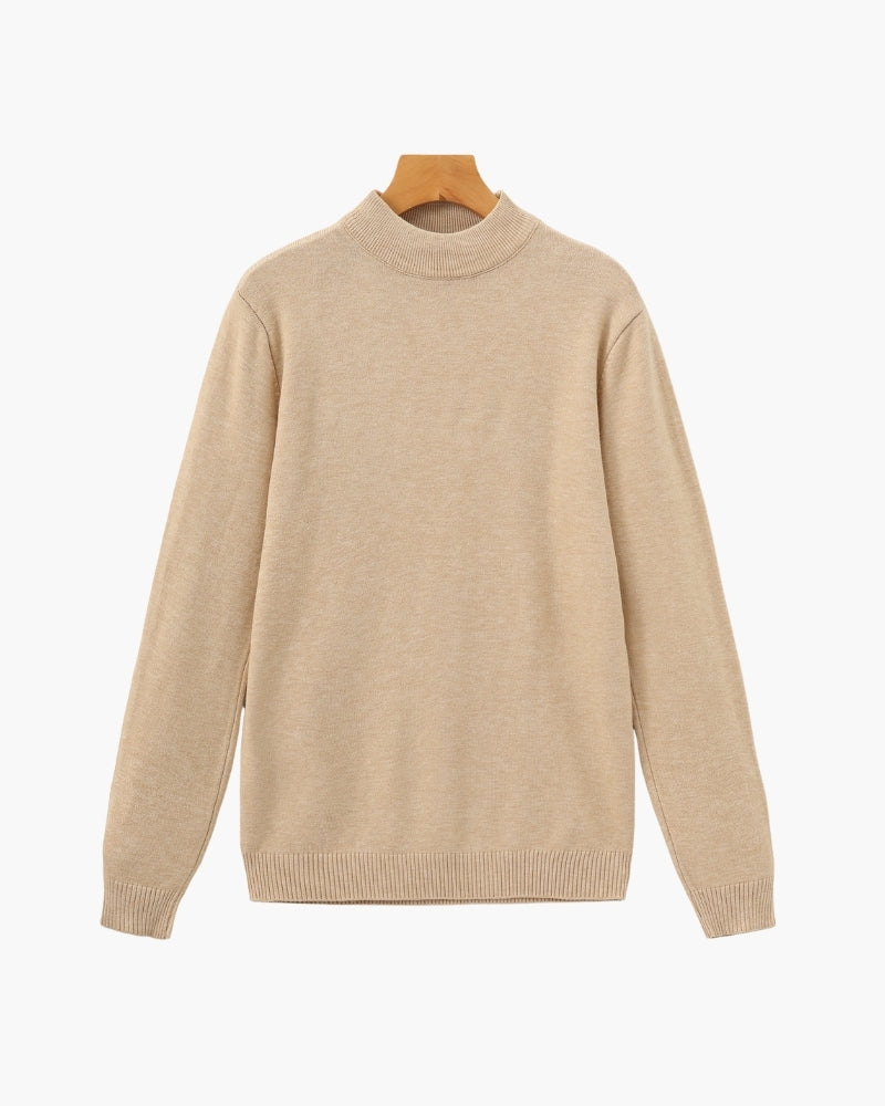 Classic Ribbed Mock Neck Pullover