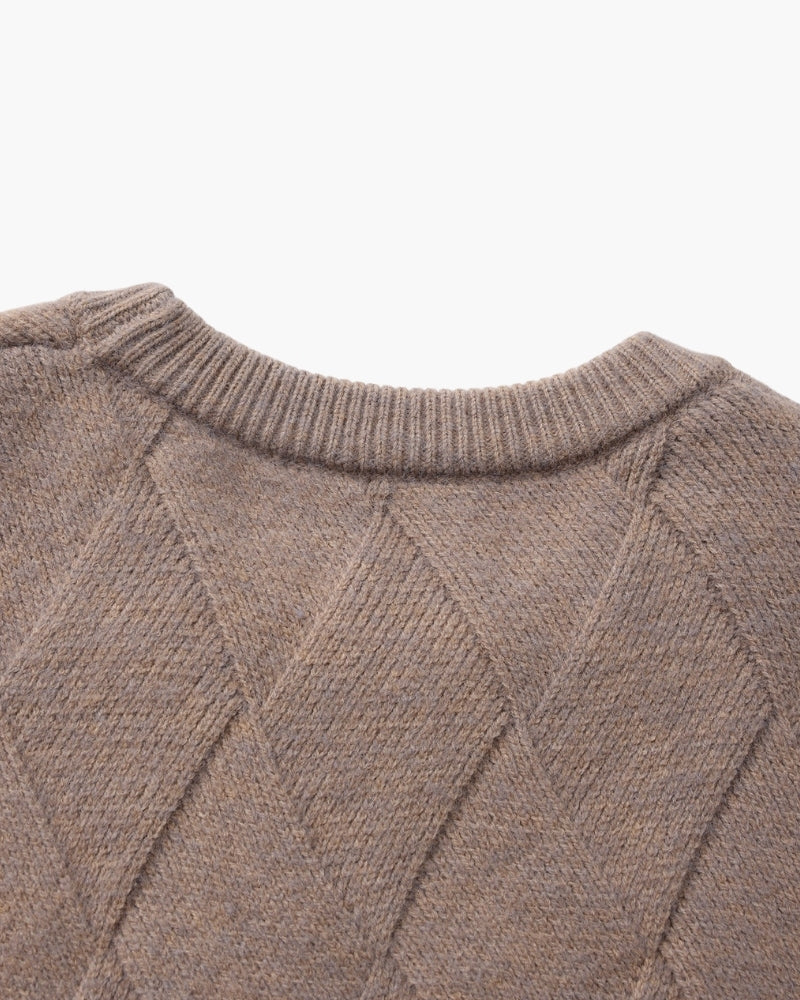 Diamond Pattern Knit Crew Sweater