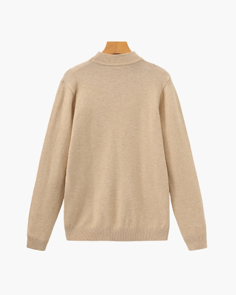 Classic Ribbed Mock Neck Pullover
