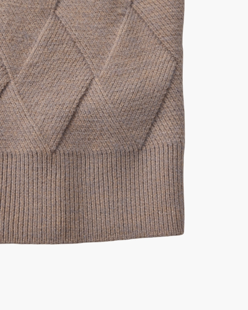 Diamond Pattern Knit Crew Sweater