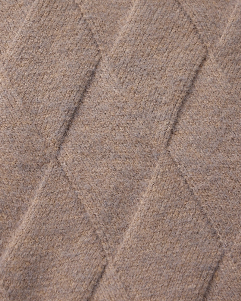 Classic Diamond Knit Zip-Up Cardigan