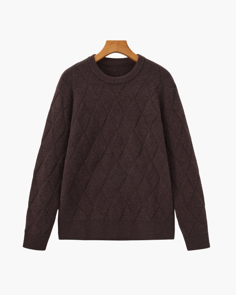 Diamond Pattern Knit Crew Sweater