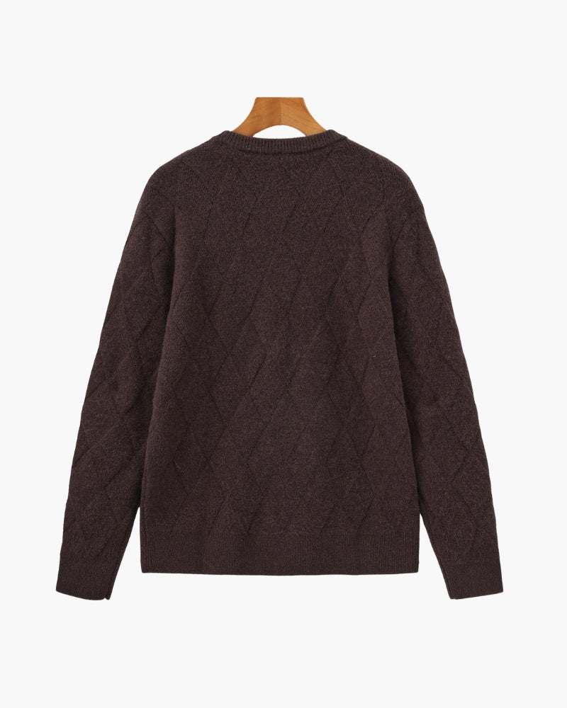 Diamond Pattern Knit Crew Sweater