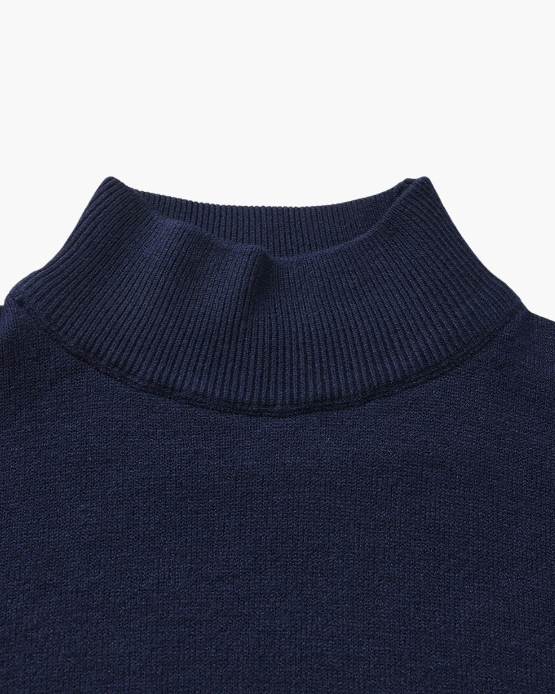 Classic Ribbed Mock Neck Pullover