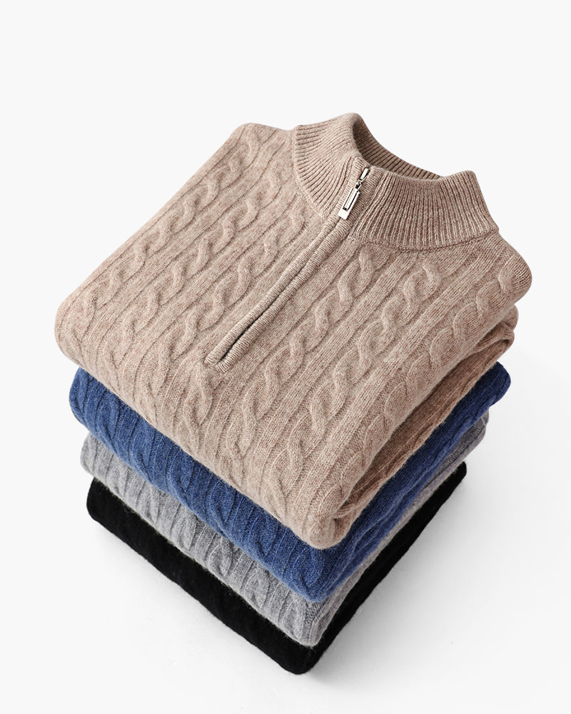100% Cashmere Knit Half-Zip Sweater