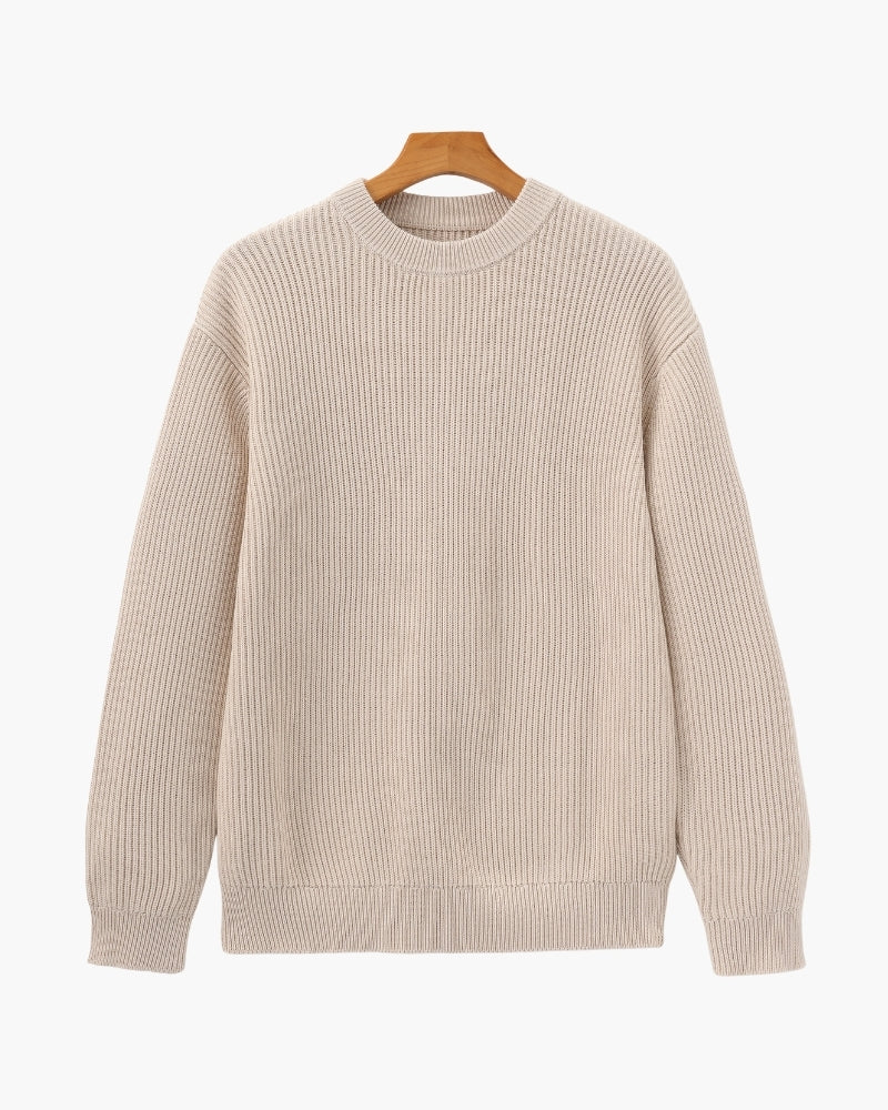 Textured Ribbed Crew Neck Sweater