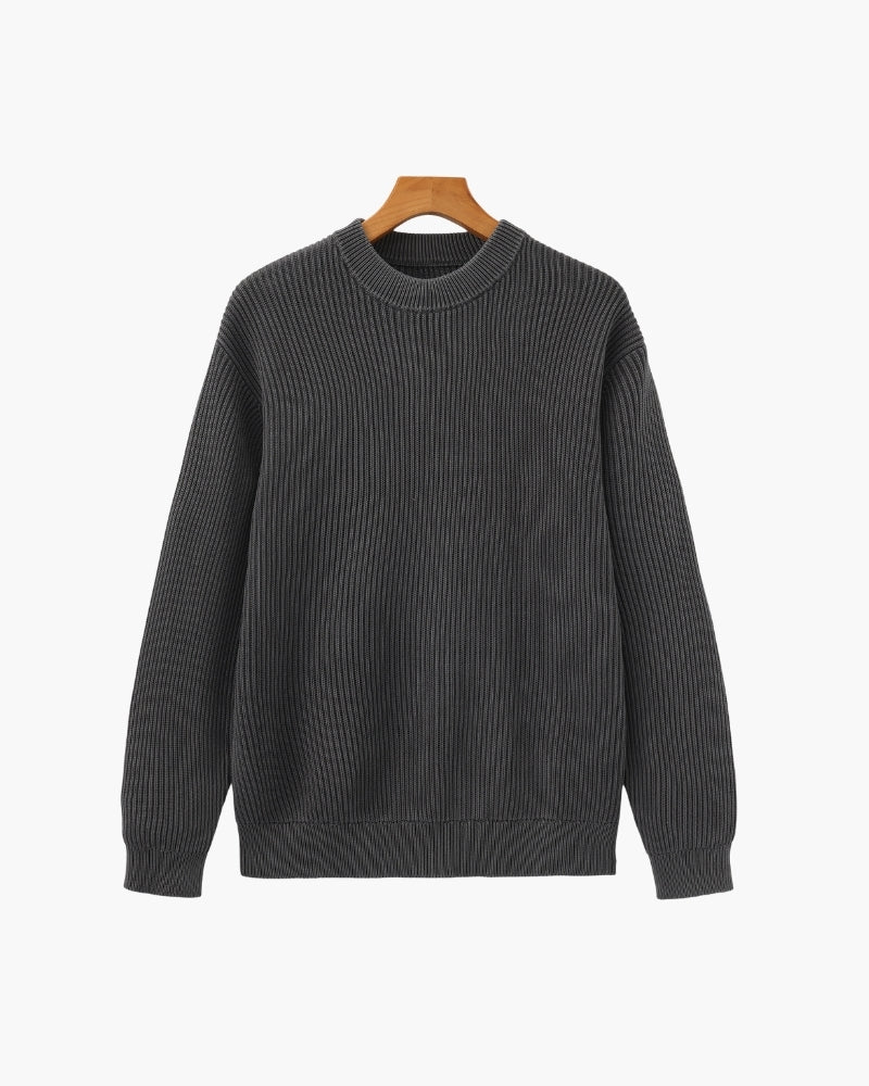 Textured Ribbed Crew Neck Sweater