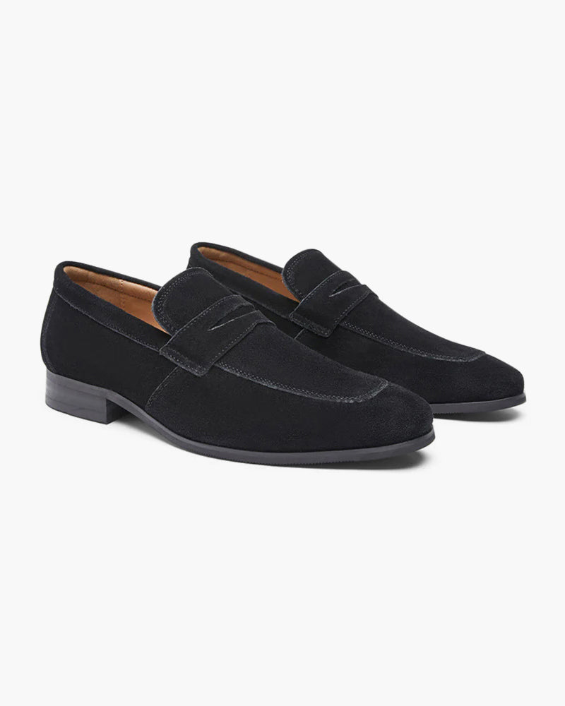 Suede Penny Loafers in Classic Style