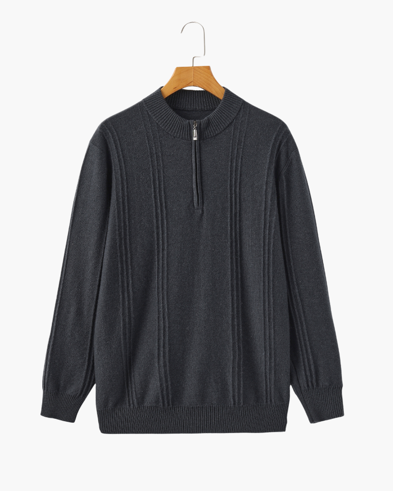 Pure Cashmere Ribbed Half-Zip Sweater
