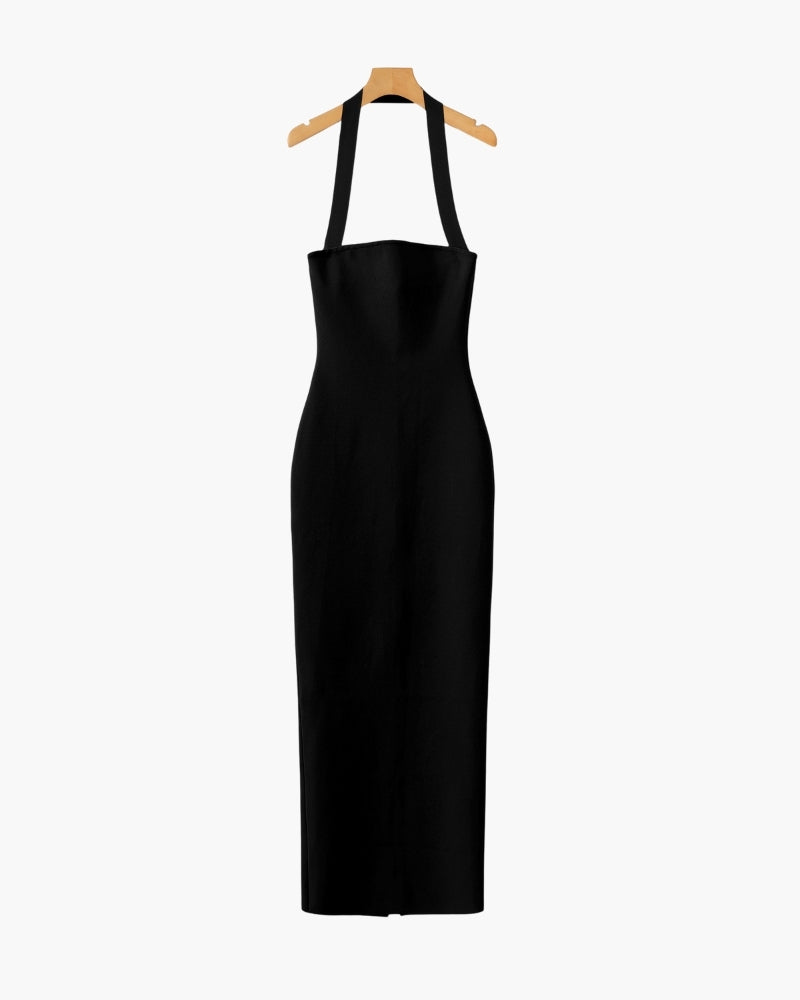 Elegant Halter Neck Fitted Maxi Dress