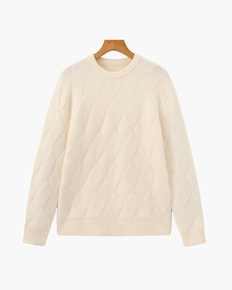 Diamond Pattern Knit Crew Sweater