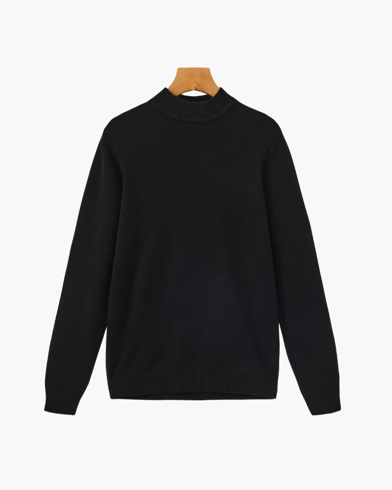 Classic Ribbed Mock Neck Pullover
