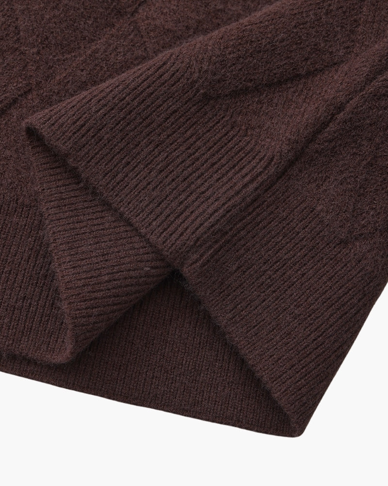 Diamond Pattern Knit Crew Sweater