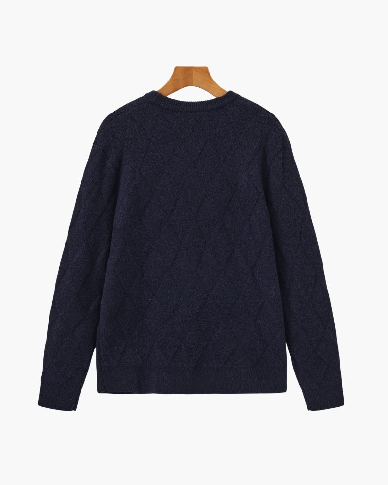 Diamond Pattern Knit Crew Sweater