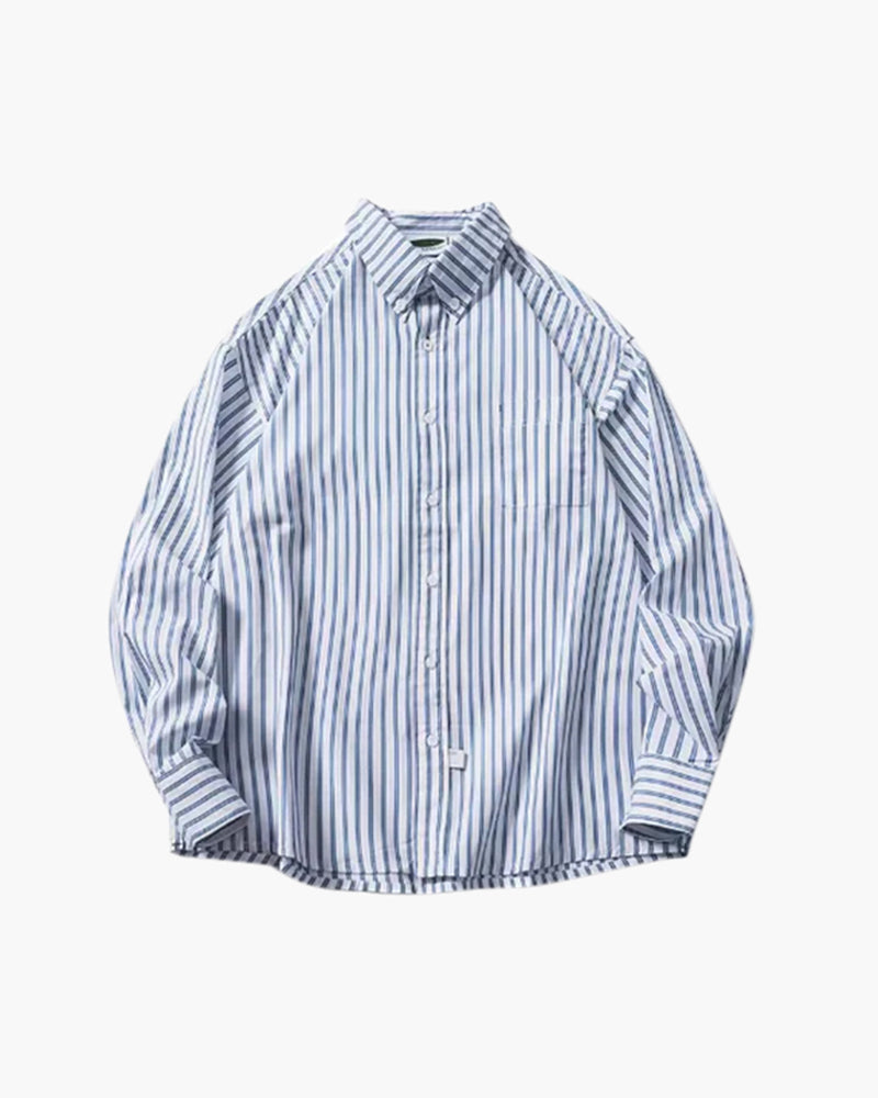 Relaxed Fit Striped Button-Up Shirt