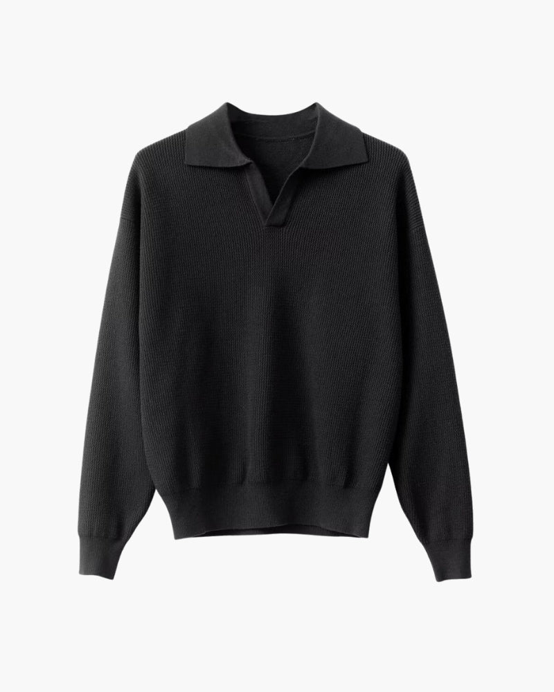 Textured Knit Polo Sweater Design