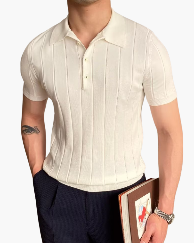 Ribbed Cotton Polo in Cannes Style