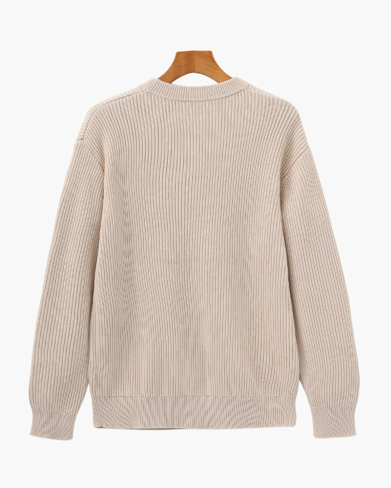 Textured Ribbed Crew Neck Sweater