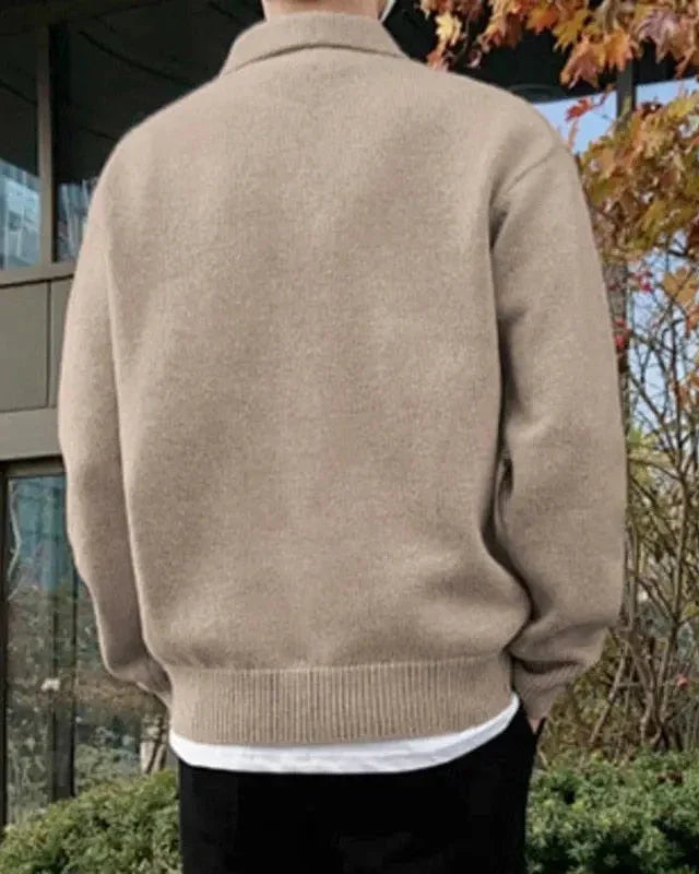 Half-Zip Wool Blend Sweater with Button Detail