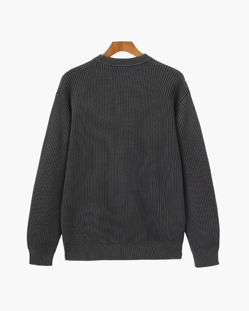 Textured Ribbed Crew Neck Sweater