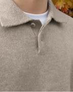 Half-Zip Wool Blend Sweater with Button Detail