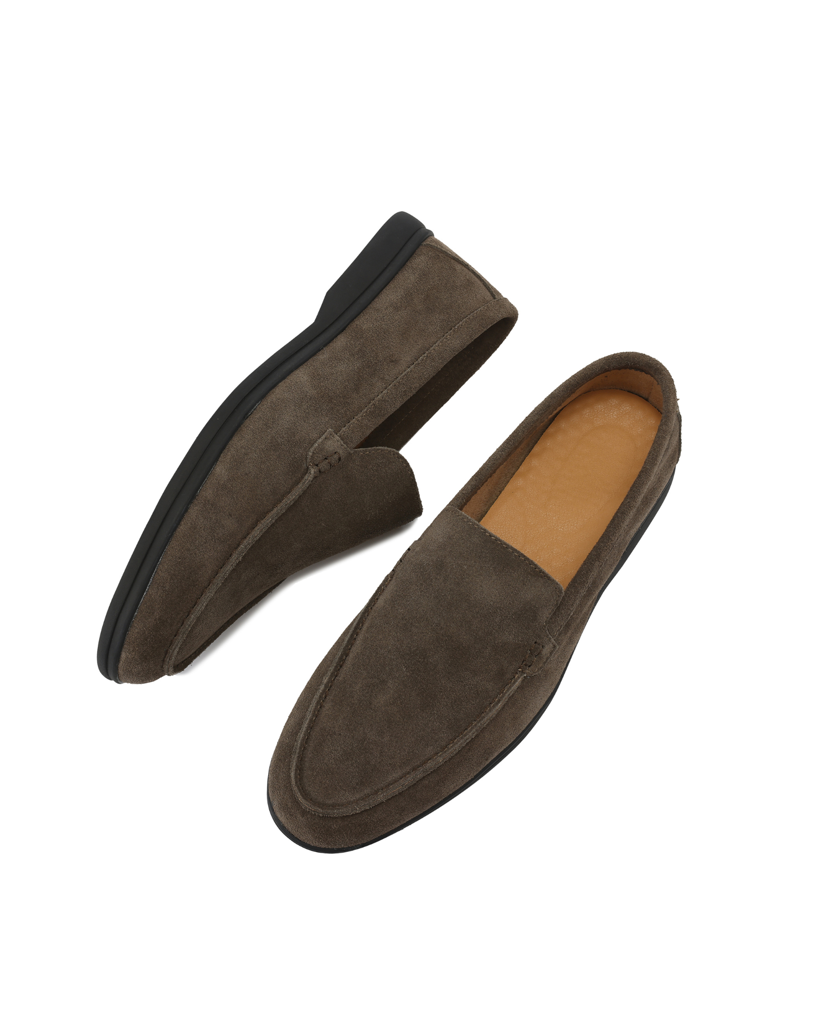 Luxury Suede Loafers with Black Outsoles