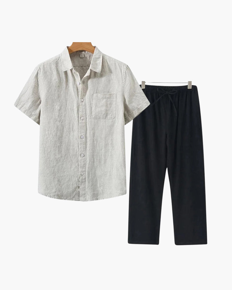 Linen Short Sleeve Combo Set