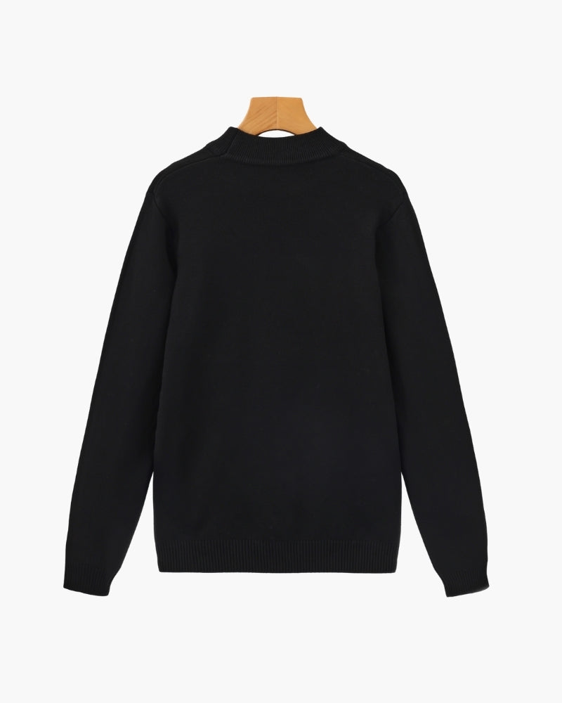 Classic Ribbed Mock Neck Pullover