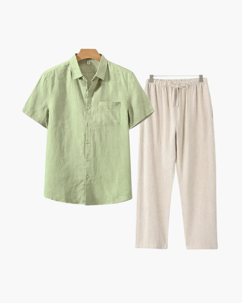 Linen Short Sleeve Combo Set