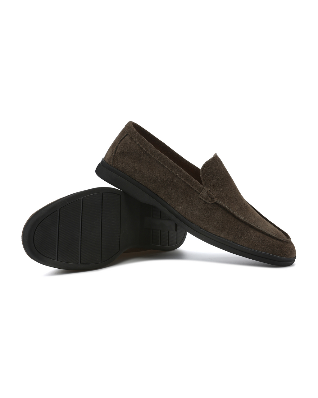 Luxury Suede Loafers with Black Outsoles