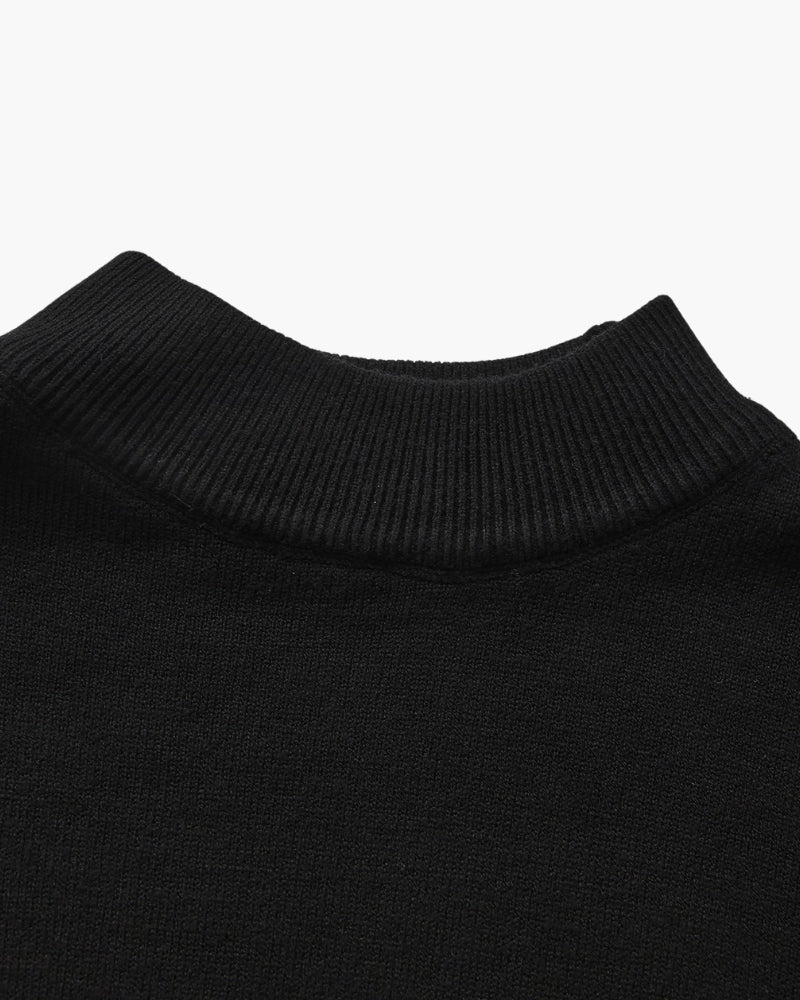 Classic Ribbed Mock Neck Pullover