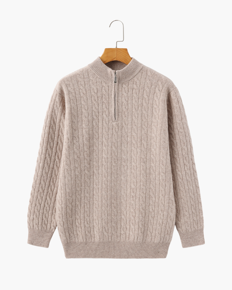 100% Cashmere Knit Half-Zip Sweater