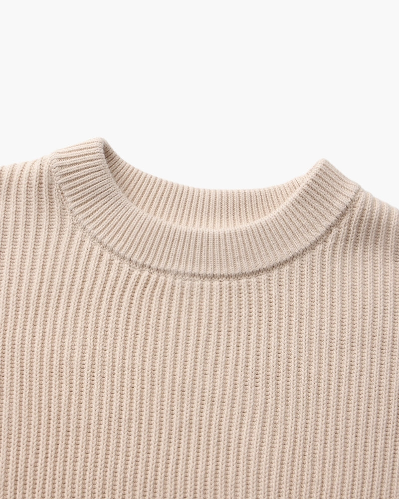 Textured Ribbed Crew Neck Sweater