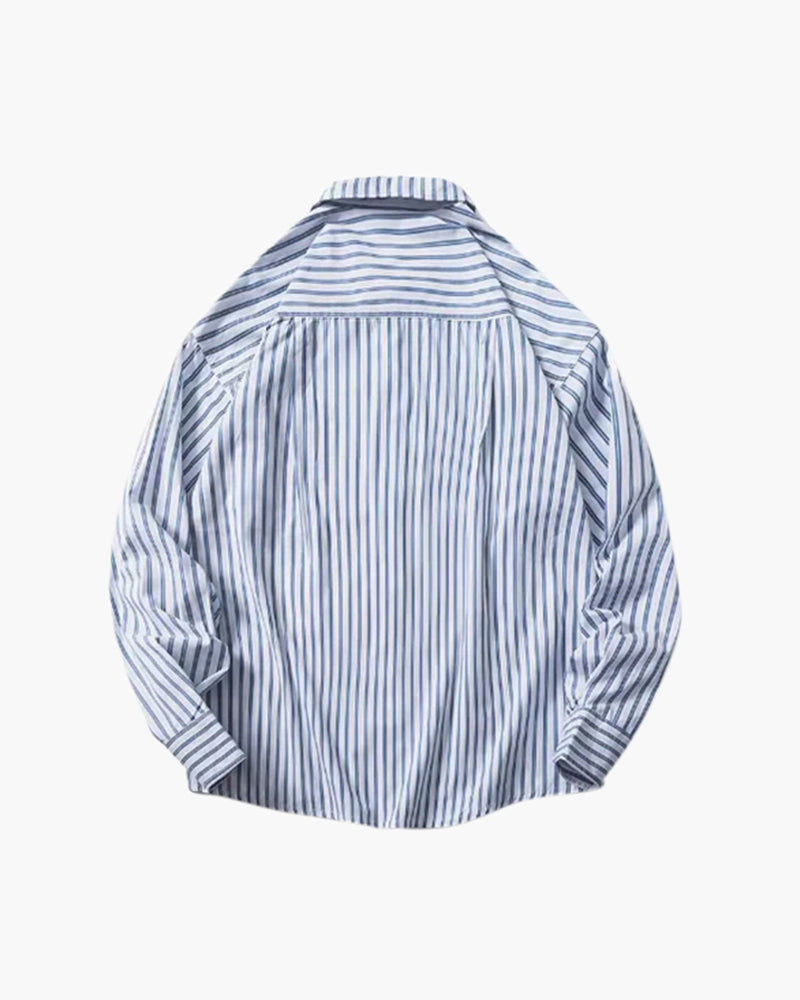 Relaxed Fit Striped Button-Up Shirt