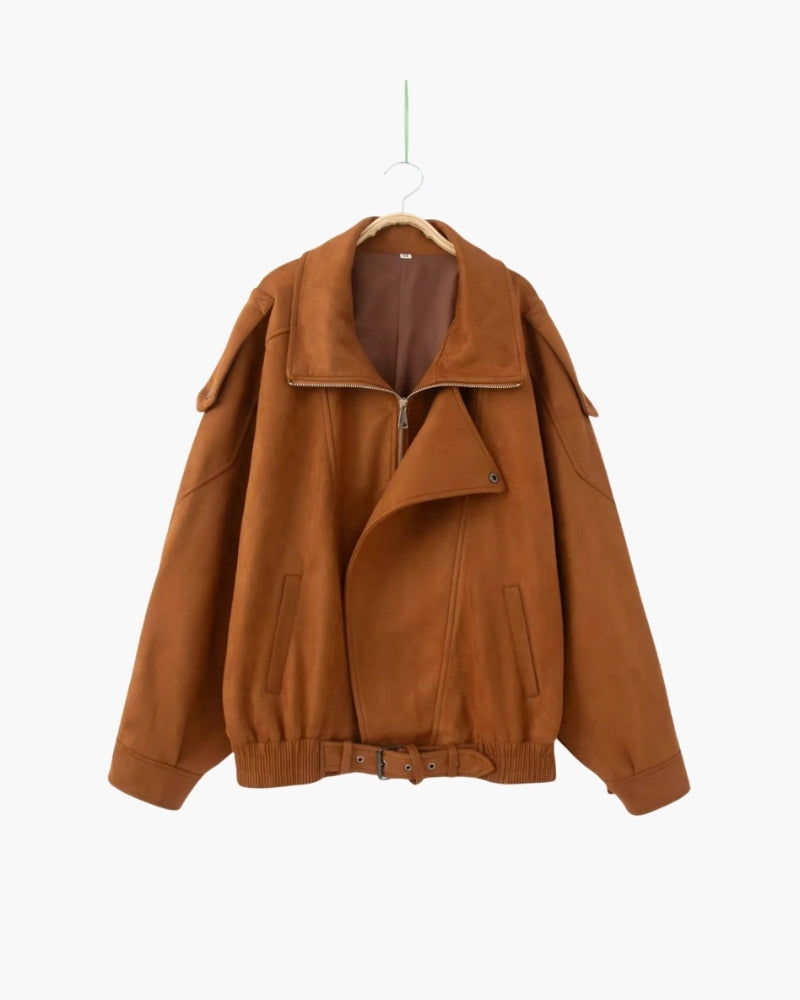 Retro Suede Drape Coat