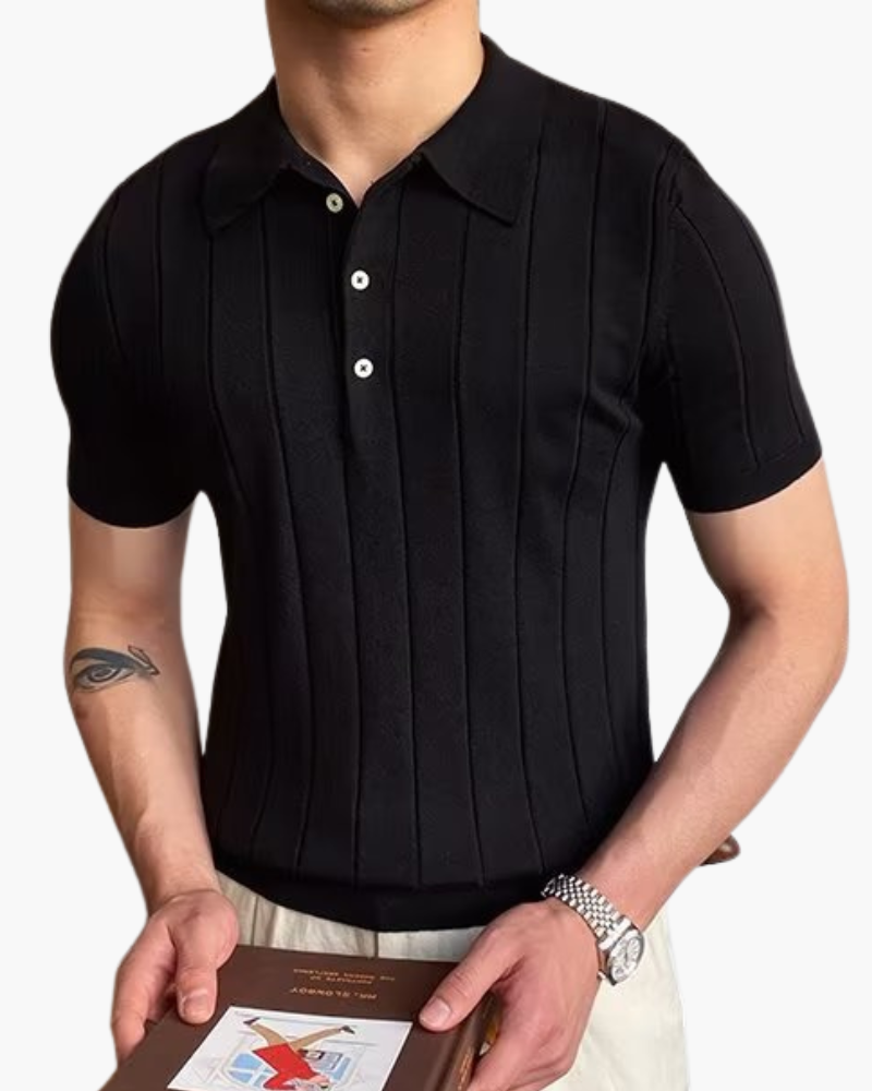 Ribbed Cotton Polo in Cannes Style
