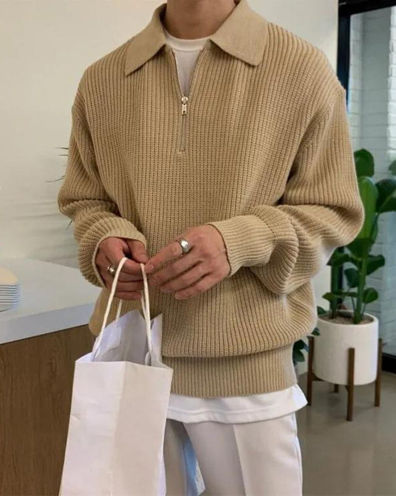 Half Zip Knit Sweater in Cesare Style
