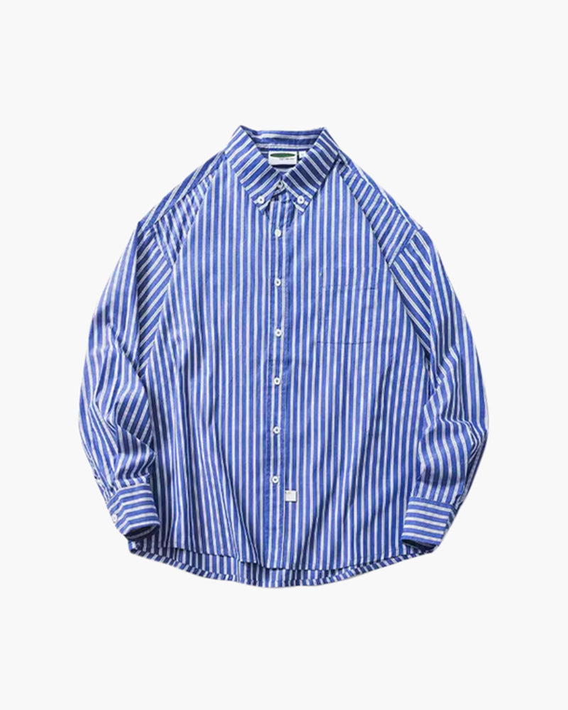 Relaxed Fit Striped Button-Up Shirt