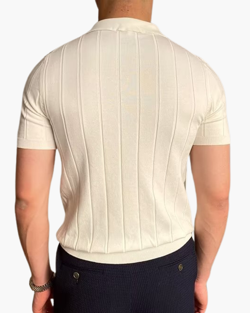 Ribbed Cotton Polo in Cannes Style