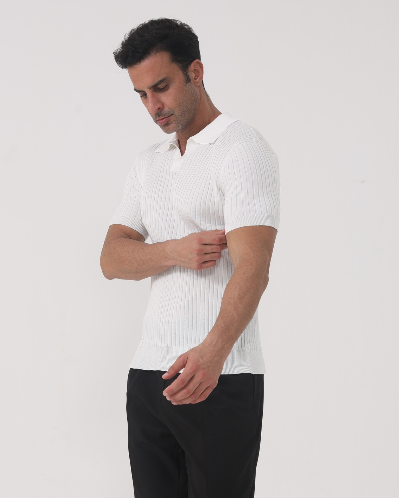 Ribbed Cotton Polo in Florence Style