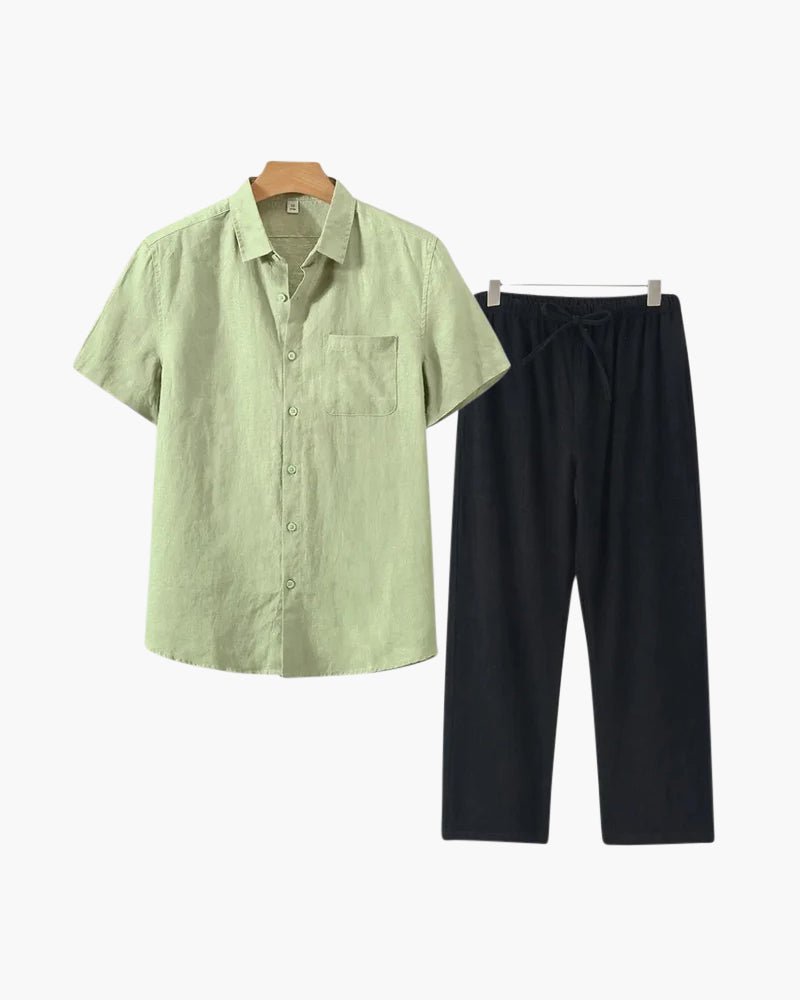 Linen Short Sleeve Combo Set